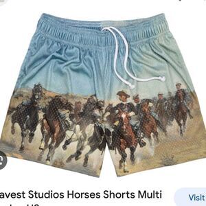 Bravest Studios Cowboys Horses Shorts‎ XS Nwt
